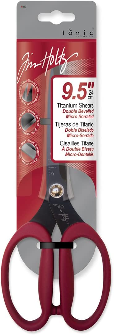 Tonic Studios Tim Holtz 819 Titanium Kush Grip Non-Stick Micro Serrated Shears (colors may vary)