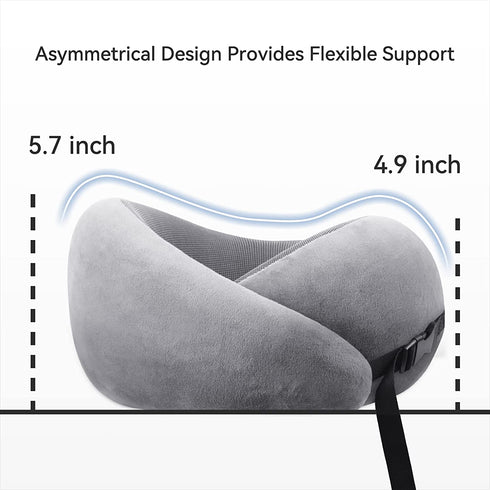Visenta Neck Pillow for Travel. Premium Memory Foam. 360 Degree Neck Support Provides Incredible Comfortable. Dual-Side Chin Support. Compressible with Travel Pouch. Great Gift Choice. (Gray)