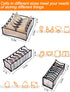 Pack of 5 Underwear Drawer Organizer Set- Foldable Underwear Storage Divider Boxes Includes 6/7/7/11/11 Cell Collapsible Closet Compartments for Socks Bras Ties Lingerie Scarves Organizing