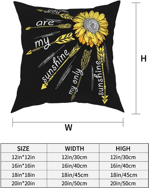 Randell Sunflower You are My Sunshine Throw Pillow Covers Set of 4 Decorative Pillow Cases for Sofa Bed Chair 18x18 Inch