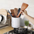Farmhouse Utensil Holder for Countertop, 6.7³ Ceramic Kitchen Utensil Holder with Cork Base, Steady Kitchen Utensil Holder for Home Kitchen Decor, for Kitchen Tools, Christmas Gift, White