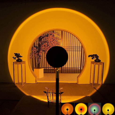 Sunset Light Rainbow Projection Lamp, LED 90 Degree Night Light, Network Red Light with USB Modern Floor Stand Night Light Living Room Bedroom Decor