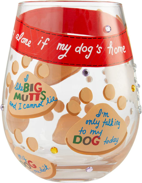 Enesco 6006301 Designs by Lolita Love My Dog Hand-Painted Artisan Stemless Wine Glass, 20 Ounce