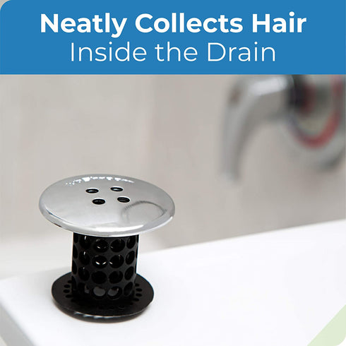 TubShroom Tub Drain Hair Catcher, Black Chrome Drain Protector and Hair Catcher for Bathroom Drains, Fits 1.5? 1.75? Bathtub and Shower Drains