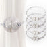 ALON Magnetic Curtain Tiebacks, Bling Curtain Holdbacks, Crystal Tie Backs for Curtains, Hold Curtains Drape Ties Backs 17 inch Holdback, No Need Drilling(Set of 4 - Silver)