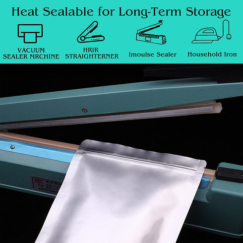 50pcs 1 Gallon Mylar Bags for Food Storage, Stand-Up Zipper Pouches Resealable and Heat Sealable Bags for Long Term Food Storage(10"x14", Extra Thick)