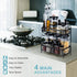 Homeweeks Spice Rack Kitchen Cabinet Organizer - 2 Tier Spice Organizer 5 Hooks Bathroom Organize Countertop Holder - Pantry Shelves Seasoning Storage Shelf Sink Rack for Kitchen (Black)