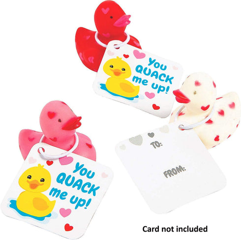 4E's Novelty Valentines Day Rubber Ducks (24 Pack) Mini 1.5" Duckies, Class Valentines Day Gifts for Kids Bulk, Valentines Day Party Favors Classroom Exchange Prizes for Kids Class