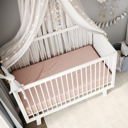 Natemia Fitted Crib Sheet - 100% Organic Cotton - 28 X 52 for Standard Crib and Toddler Mattresses - Silky Soft and Hypoallergenic