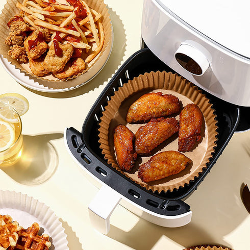 Air Fryer Disposable Paper Liner,Disposable Fryer Paper Pads, Non-Stick Air Fryer Lined Oil Resistant, Waterproof, Food Grade Baking Paper Baking Microwave Baking Paper 6.3" (50 Colors)