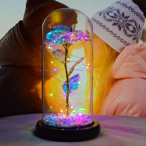 Birthday Gifts for Women,Gifts for Mom from Daughter, Eternal Glass Flowers Gift, Galaxy Flower Roses in Glass Dome,Unique Gifts is for Girlfriend?Christmas? Anniversary,Valentine's Day