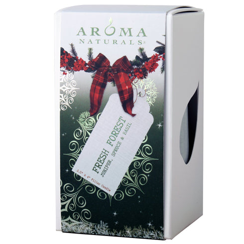 Aroma Naturals Holiday Essential Oil Pillar Candle, Juniper, Spruce and Basil, Fresh Forest, 2.5 inch x 4 inch