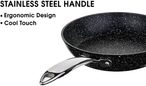 JEETEE 9.5 Inch Frying Pan Nonstick Skillet Marble Stone Pan Induction Cookware PFOA Free, Oven Safe