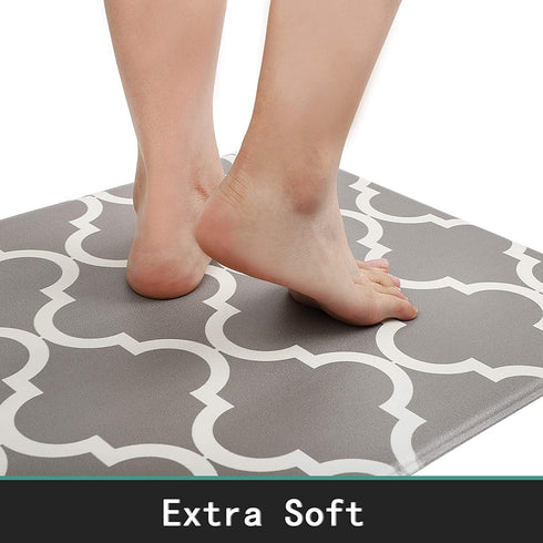Homcomoda Kitchen Mat Sets 2 Piece Cushioned Anti Fatigue Kitchen Rugs and Mats Waterproof Heavy Duty PVC Comfort Foam Standing Mats for Kitchen Home Sink Laundry Office-17?x28?+17?x47?