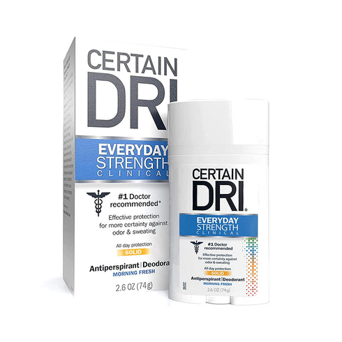 Certain Dri Everyday Strength Clinical Antiperspirant Solid Deodorant, Hyperhidrosis Treatment for Men & Women, Morning Fresh, 2.6oz, 1 Pack