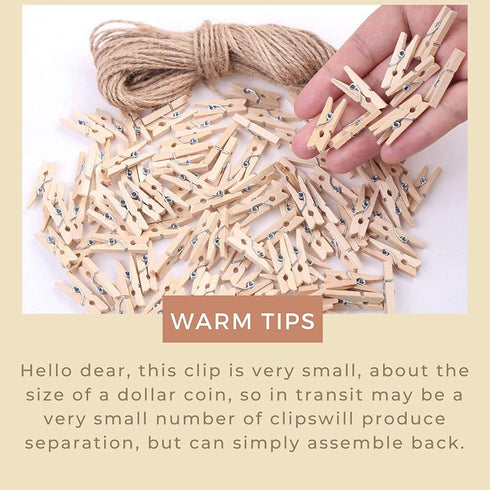 Tiny Clothespins,Mini Clothes Pins for Photo,Small Clothes pins for Photos Natural Wooden Small Photo Clips for Crafts 200 PCS 1 Inch Mini Close Pins for Pictures,Display Artwor,Little Baby Shower