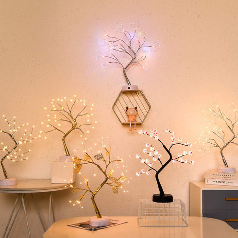 Firefly Bonsai Tree Light - 20'' Artificial Fairy Light Spirit Tree Lamp with 108 LED Lights - USB/Battery Touch Switch, Deco of Children's Room, Bedroom, Living Room, Party Wedding and Christmas