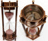 5" DECORATIVE BRASS SAND TIMER HOURGLASS WITH ANTIQUE MARITIME BRASS COMPASS