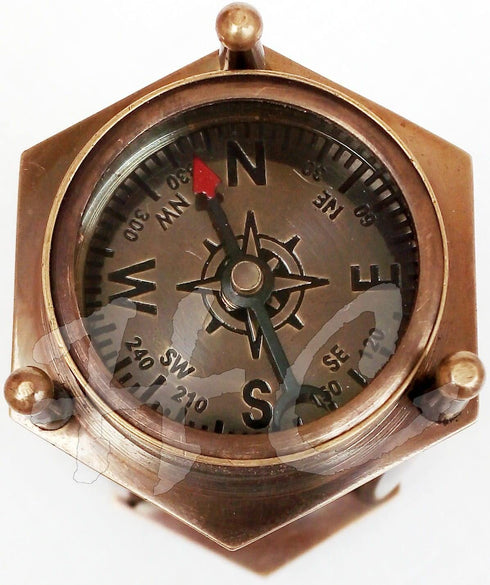 5" DECORATIVE BRASS SAND TIMER HOURGLASS WITH ANTIQUE MARITIME BRASS COMPASS
