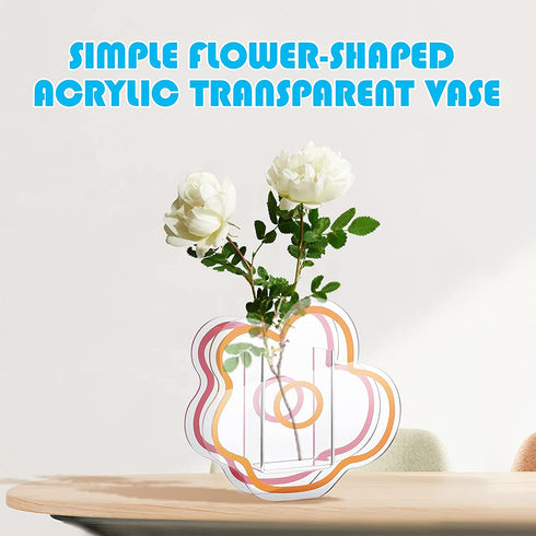 VOSAREA Pink Acrylic Cloud Shaped Flower Vase Make Up Brush Pen Holder Elegant Modern Contemporary Design Vase for Home Office Wedding Decor