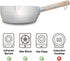 ICUUK Nonstick Saucepan 2.2-Quart Traditional Japanese Yukihira Saucepan With Wooden Handle And Silicone Mixing Spoon,Multipurpose Pot, Aluminum Alloy, Silver (7.9 inch)