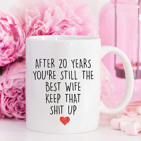 YouNique Designs 20 Year Anniversary Coffee Mug for Her, 11 Ounces, 20th Wedding Anniversary Cup For Wife, Twenty Years, 20th Year
