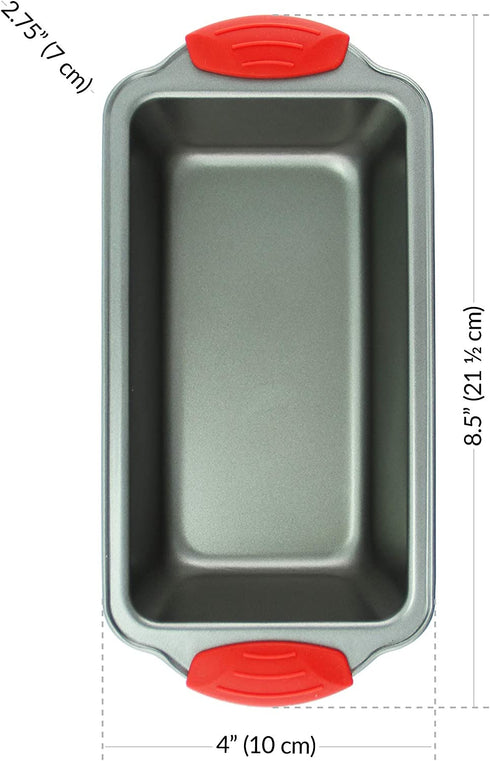 Premium Loaf Pan 8.5" with Non-Stick Steel - Bread Pan for Baking Bread - Professional Steel Baking Pan w/ Silicone Handles for Baking Banana Bread, Meatloaf and Pound Cake by Boxiki Kitchen
