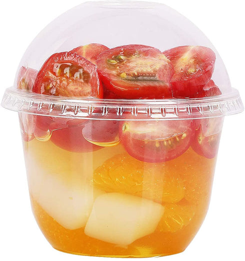 10 oz Clear Plastic Cups with Lids - 25 Sets Dessert Cups with Dome Lids (NO HOLE), Crystal PET Parfait Cups with Lids, Disposable Party Cups for Fruit/Ice Cream/Cupcake/Iced Cold Drinks