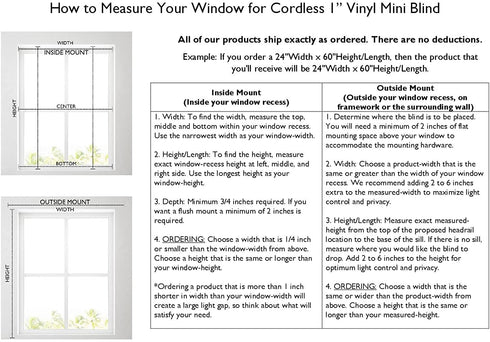 Calyx Interiors 1 Cordless Vinyl Mini Blinds, White, 22.5" W x 48" H (04MV2224480)