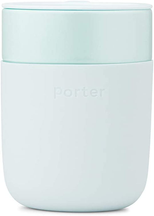 W&P Porter Ceramic Mug w/ Protective Silicone Sleeve, Mint 12 Ounces | On-the-Go | No Seal Tight | Reusable Cup for Coffee or Tea | Portable | Dishwasher Safe