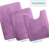 Clara Clark Bathroom Rugs, Velvet Memory Foam Bath Mat, Non-Slip Bath Rugs, Machine Wash, Dries Quickly, Ultra Soft Plush Bath Mats for Bathroom, 3 Piece Set, Lavender Dream