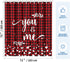 AVOIN colorlife Valentine's Day Red Shower Curtain, 72 x 72 Inch You and Me Buffalo Plaid Decorative Waterproof Bath Curtain Set with 12 Hooks