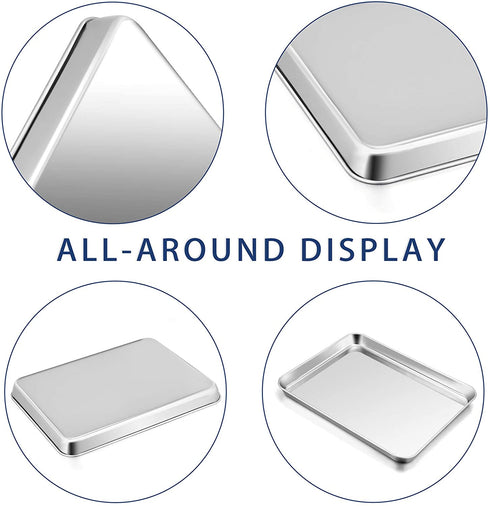 P&P CHEF Baking Cookie Sheet Set of 2, Stainless Steel Baking Sheets Pan Oven Tray, Rectangle 16?x12?x1?, Non Toxic & Durable Use, Mirror Finished & Easy Clean