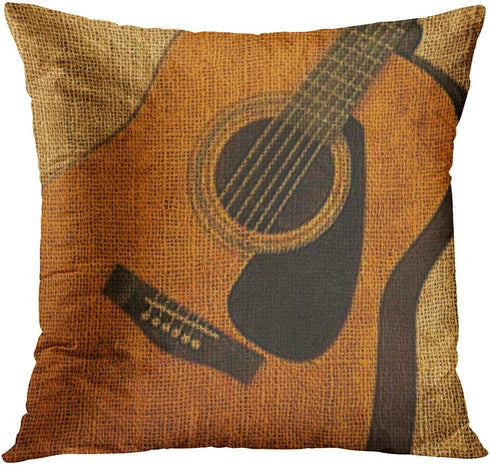 ArtSocket Set of 4 Throw Pillow Covers Guitar Music Speaks Messenger Electric Musician Where Words Fail Spruce Top Acoustic Decorative Pillow Cases Home Decor Square 18x18 Inches Pillowcases