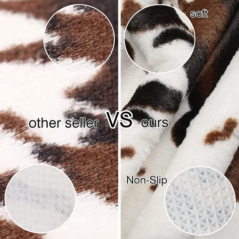 MACEVIA Faux Cowhide Rug Cute Cow Print Rug Animal Area Carpet Western Decor for Living Room Bedroom Non-Slip 43.3" L x 29.5" W(3.6ft x 2.4ft)