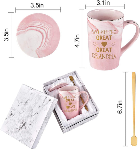 Grandma Coffee Mug You Put Grandma Mothers Day Gifts for Grandma from Granddaughter Grandson Grandma Gifts Birthday for Grandma Marble Cup Pink 14 Oz with Gift Box