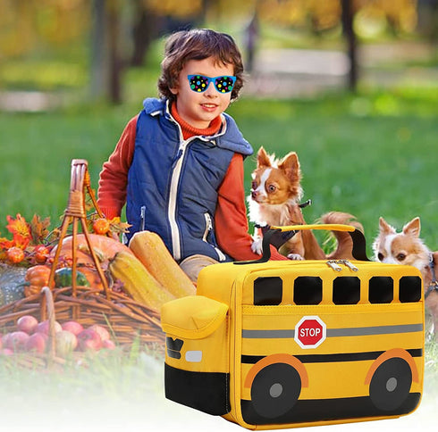 BLUBOON Insulated Lunch Box for Kids Boys Girls School Lunch Bags Reusable Cooler Thermal Meal Tote for Picnic (Yellow School bus)