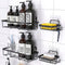 Awegety 2 Pack Shower Caddy and 2 Soap Holders, Shower Organizer with Hooks Rustproof Stainless Steel Bathroom Shower Shelf with Adhesives and Screws, Shower Racks for Bathroom Kitchen Bedroom