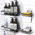 Awegety 2 Pack Shower Caddy and 2 Soap Holders, Shower Organizer with Hooks Rustproof Stainless Steel Bathroom Shower Shelf with Adhesives and Screws, Shower Racks for Bathroom Kitchen Bedroom