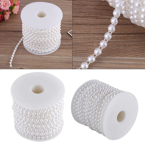 82ft Pearl Beads String, Pearl Garland Beaded Trim, Delicate Decorative Pearls String for Wedding Party Supplies(White)