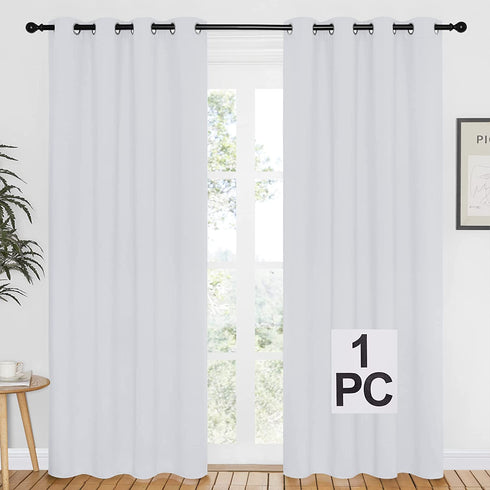 NICETOWN Room Darkening Window Curtain Panel - (Greyish White/Silver Grey Color) Solid Thermal Insulated Blind Privacy Drape for Bedroom,52x84 inches, 1 Pack
