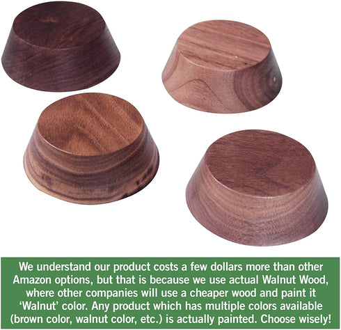 Prime Woodcraft Walnut Wood Furniture Risers - Premium Wooden Furniture Lift with 1 Inch Extra Height for Cleaning and Convenience - Bed Riser, Sofa Riser, Desk Riser for Home and Office (4 Pack)