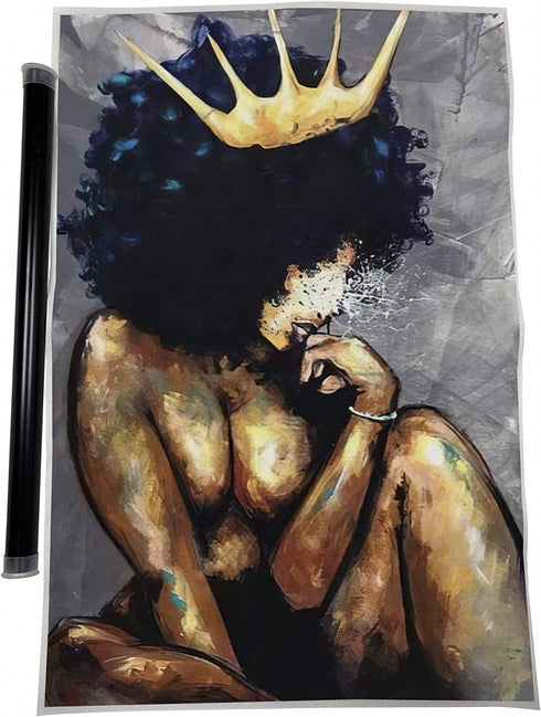 Black Queen Wall Art Africa America Wall Art Black Girl Canvas Wall Art Dector Pictures African Art Bedroom Wall Decorations Black Queen Artworks For Living Room No Frame 16x24 Inch