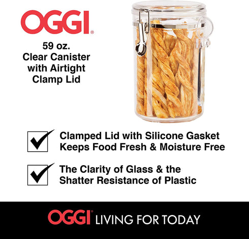 Oggi Clear Canister Food Storage Container, 59 Ounce