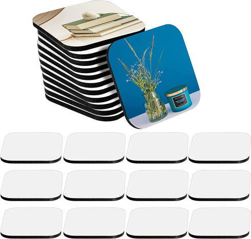 Sublimation Blank Refrigerator Magnets for Kitchen Office Calendar Decorative Square Fridge Magnet Popular Home Wall Decor DIY Decorative Magnets (24 Pieces, 5 x 5 x 0.4 cm)
