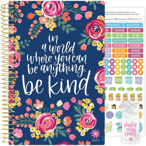 bloom daily planners 2023 Calendar Year Day Planner (January 2023 - December 2023) - 5.5” x 8.25” - Weekly/Monthly Agenda Organizer Book with Stickers & Bookmark - Be Kind