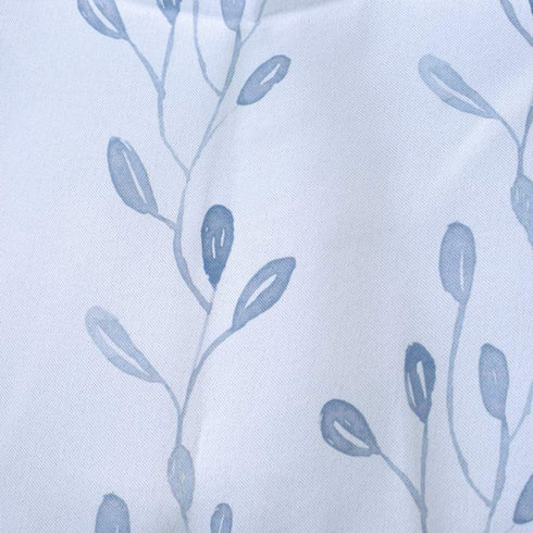 INICEKEY Blue Leaves Printed Valance Curtains Thermal Insulated Grey Kitchen Window Valances Living Room Leaf Print Triple Weave Bedroom,Rod Pocket 52"x17"+2" Header