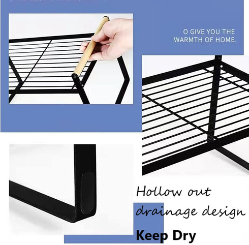 HGYZE Carbon Steel Kitchen Cabinet Counter Shelf Organizer, Sturdy Cupboard Stand Pantry Shelves - Add Storage Space to the countertop Bedroom Bathroom Office, Stackable Spice Rack (Black, 13€œx8.8)