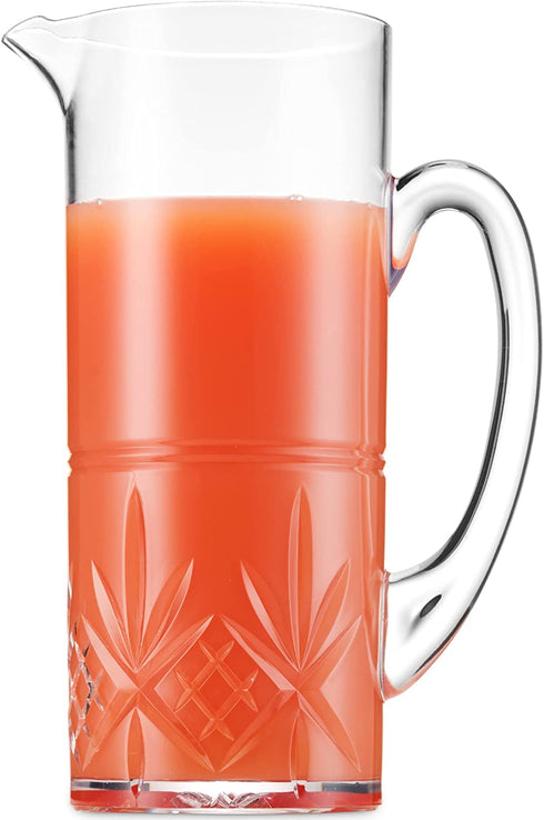 Godinger Pitcher and Highball Drinking Glasses Set, Acrylic Shatterproof Water Jug Pitcher with Tall Drinking Cups - Dublin Collection