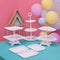 6Pcs Party Cupcake Cake Stand Includes 3 Tier 2 Tiers Square/Heart/Round Cupcake Holder with 3pcs Rectangle Plastic Serving Trays for Party Wedding Home Decor